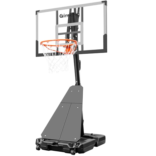 Aimking Basketball Hoop Outdoor System with 44 Inch Backboard, 4.8FT-10FT Height Adjustable Basketball Goal System for Youth/Teens/Adults Indoor Outdoor Pool