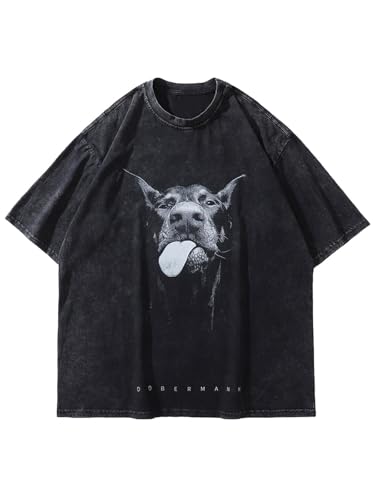 Laixton Men's Graphic Tees Shirt Unisex Cotton Oversized T-Shirt Short Sleeve Vintage Streetwear Casual Tee Top