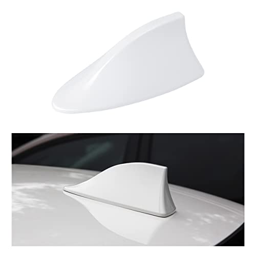 Shark Fin Antenna Cover for Car, Automotive Top Roof Aerials AM/FM Radio Signal Base, Vehicle Shark Fin Shape Cover with Adhesive Tape, Car Accessories Universal for Most Sedan, SUV, Van (White)