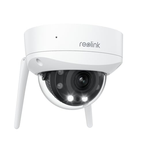 REOLINK 4K WiFi Security Camera Outdoor, Dome Surveillance Camera with IK10 Vandal-Proof, Wi-Fi 6 New Tech, Smart Detection, 5X Optical Zoom, Color Night Vision, Non-PT Cam, DC (12V/1A), RLC-843WA
