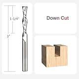 SpeTool 5PCS Down Cut Spiral Router Bit 1/4 Inch Shank,1-1/4 Inch Cutting Length 3 Inch Extra Long,CNC Router Bits Set Downcut for Wood Milling Cutter