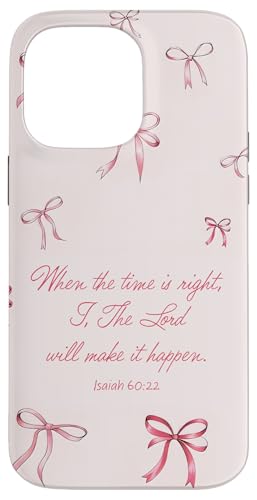 iPhone 14 Pro Max Aesthetic Christian Quote Pink Ribbon Bow Faith Bible Verse Case
