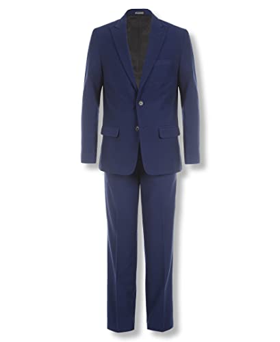 Calvin Klein Boys' 2-Piece Formal Suit Set, Includes Single Breasted Jacket & Straight Leg Dress Pants with Belt Loops & Functional Pockets, Infinity Blue, 18