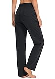 SANTINY Women's Cotton Sweatpants Yoga Lounge Casual Pants Open Bottom Sweat Pants for Women with Pockets (Black_L)