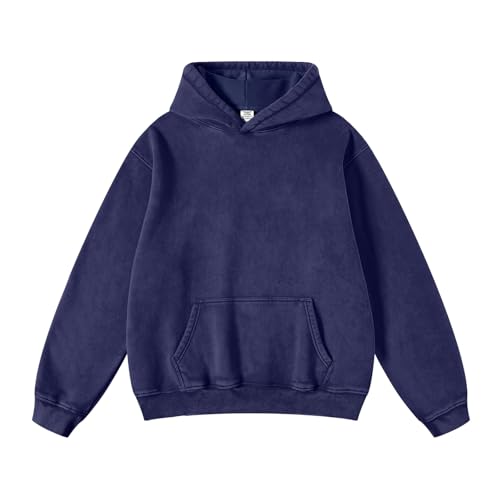 Hatant Oversized Hoodies for Women Fashion Hoodies & Sweatshirts Pullover Sweaters for Men Women Soft Vintage Heavyweight Acid Wash Hoodies Trendy Sweatshirt,Gym,Sport,Streetwear 2025 Royal Blue-L