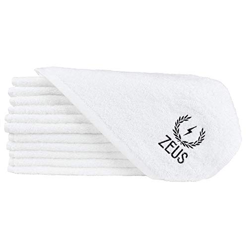 ZEUS Barbershop Steam Towels, 100% Cotton Spa & Barbershop Pre Shave Towels, Soft & Super Absorbent (White 12 Pack)