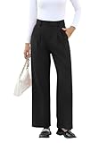 NIMIN High Waisted Work Pants for Women Straight Leg Office Dress Pants Business Casual Pants Trousers with Pockets Black Medium