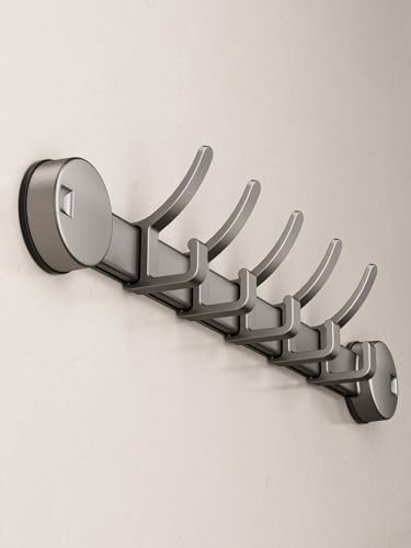 YIPULEO Wall Mounted Suction Cup Coat Hooks, Powerful Vacuum Suction Cup Kitchen, Bathroom, Entrance Towel Holder Wall Mount Coat Bath Towel Hanger Rail Bar Hooks Coat Rack (6 Hook)