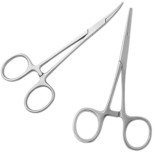 SURGICAL ONLINE 6.25" Straight & Curved Hemostat Forceps Set, Locking Tweezer Clamps. Ideal Hemostats for Nurses, Fishing Forceps, Crafts and Hobby