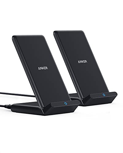 Anker 2 Pack 313 Wireless Charger (Stand), Qi-Certified for iPhone 16/16 Pro/16 Pro Max/15/14/13, 10W Fast-Charging Galaxy S23 S22 S21(No AC Adapter)