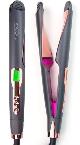 ANGENIL Pro Twist Ceramic Curling Iron Tongs | Dual Voltage Hair Straightener and Curler 2 in 1 | Multi-Stylers Round Flat Iron Hair Curler | Fast Heating LCD Display | 11 Adjustable Temp (250℉-450 ℉)