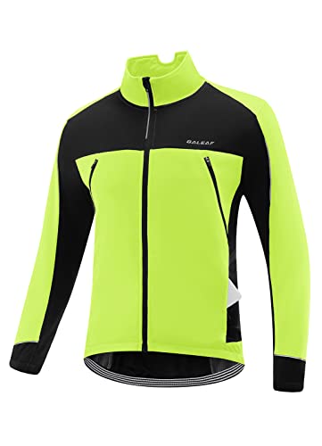 BALEAF Men's Winter Jacket Windproof Softshell Thermal Warm Pockets Cycling Running Mountain Biking Cold Weather Gear, green XL