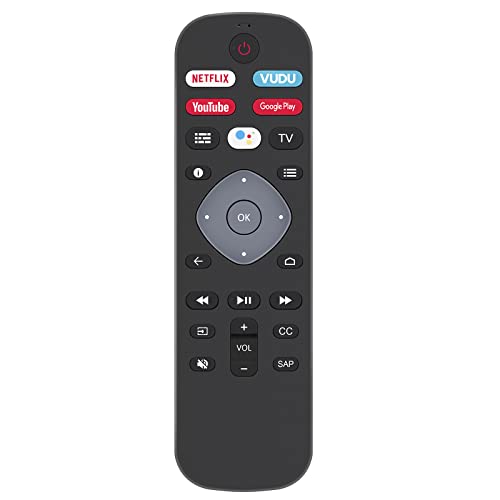 New URMT26RST004 Philips Voice Remote Control Replacement for 5704, 5604, 5766, 5806, 5000 Series Android Smart TV with Preset App Keys - Netflix, Vudu, YouTube, Google Play