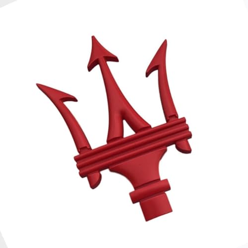 QJLXU Car Grill Logo Replace Sticker for Maserati Car 3D Metal Emblem Stickers Car Sticker Badge Styling Decoration,Red