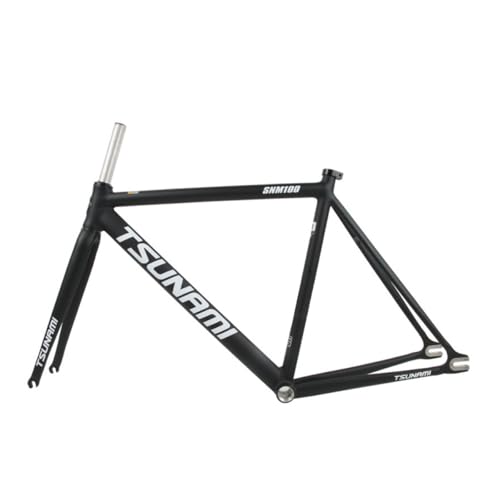 700C Fixed Gear Bike Frameset 49CM 52CM 55CM 58CM Aluminum Alloy Racing Track Bike Frame C Brake Bike Frame Quick Release Frame 100/120mm QR(Matte Black B,52cm)