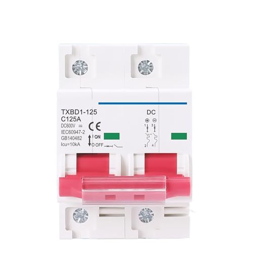 2P DC 600V Solar Mini Circuit Breaker Battery Switch 125A 100A DC MCB for Photovoltaic PV System(100A)