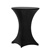 Tina's 12 Pack 32x43 Inch Highboy Spandex Cocktail Table Cover Black, Fitted Stretch Cocktail Tablecloth for Round Tables (12PC 32X43 Black)