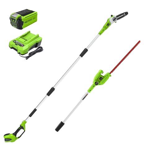 Greenworks 40V 8" Pole Saw + Pole Hedge, 2.0Ah Battery (Gen 1)