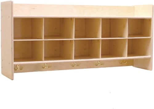Contender 10 Section Storage Cabinet with Hook, 100% Birch Plywood Wall Mounted Storage Unit for Organizing Home-School Toys, Art and Craft Supplies [Fully Assembled]