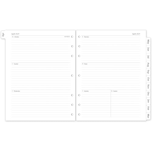 2025-2026 Weekly & Monthly Planner Refill, Letter Size Inserts with Monthly Tabs, Apr. 2025 - Jun. 2026, Size 5, 8.5"x11", 7-Hole Punched