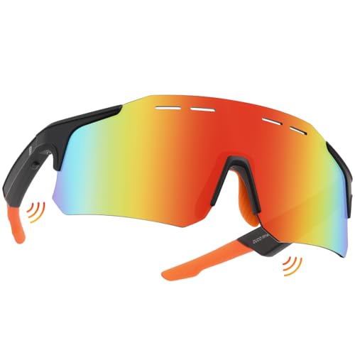 DUCO Bluetooth Sunglasses for Men Women Sport Smart Glasses with Open Ear Audio UV400 Protection MS001