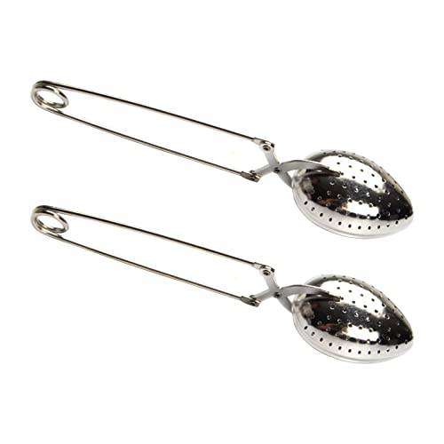 2 Pcs Brewing Spoons Hand Clip Design Tea Strainers Encrypted Filter Holes Tea Filter Tong for Loose Leaf Tea and Mulling Spices