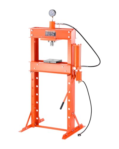 VEVOR Hydraulic Shop Press, 30 T H-Frame Pneumatic Shop Press with Press Plate & Triangular Support, Stable Garage Floor Adjustable Hydraulic Press with Relief Valve, Fit for Bending & Straightening