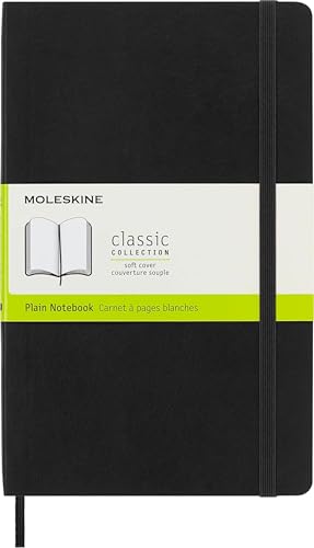 Moleskine Classic Notebook, Soft Cover, Large (5" x 8.25") Plain/Blank, Black, 192 pages