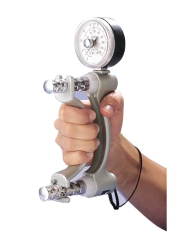 Jamar Hydraulic Hand Dynamometer, Lightweight Max Force Indicator to Measure Grip Strength, Calibrated Strengthener Measures PSI, Cordless Hand Evaluation Tool, Easy Squeeze Adjustable Exerciser