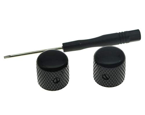 KAISH Set of 2 Black Metal Guitar Dome Knobs Bass Knob with Set Screw for Telecaster/Tele Guitar