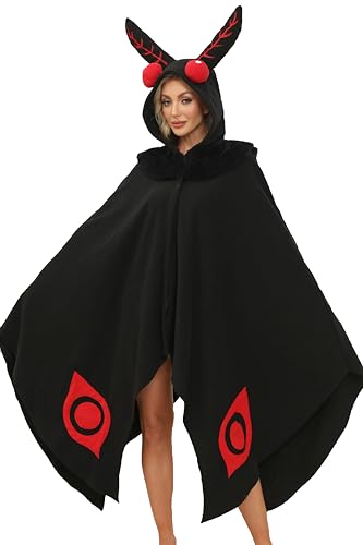 CWDGAGANB Mothman Costume Mothman Cosplay Hooded Cape Halloween Costume for Women and Men L