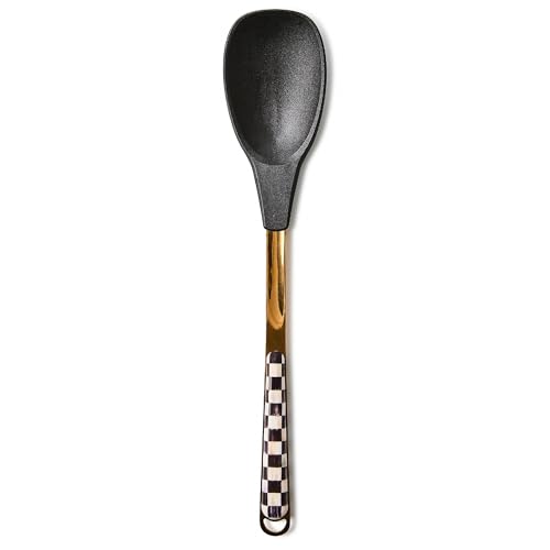 MACKENZIE-CHILDS Kitchen Spoon, Silicone Cooking Spoon, Black-and-White Courtly Check