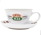 Silver Buffalo Friends Central Perk Logo Ceramic Teacup and Saucer, 12 Ounces