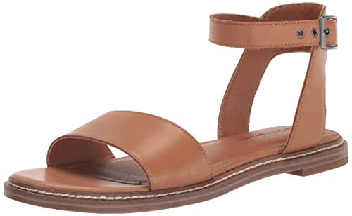 Lucky Brand Women's Kimaya Ankle Strap Sandal Flat, Tan, 8