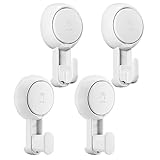 TAILI 4 Pack Suction Cup Shower Hooks for Inside Bathroom Wall, Damage-Free Hanging Towel Hook for Shower, Powerful Vacuum Suction Cup Bath Loofah Holder, Easy to Install and Remove, White