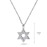 BERRICLE Sterling Silver Star of David Cubic Zirconia CZ Fashion Pendant Necklace for Unisex, Rhodium Plated 18 inch