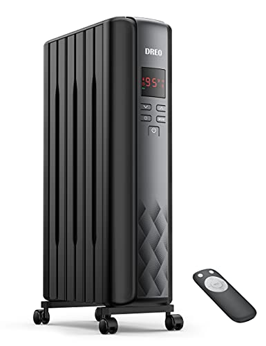 Dreo Oil Filled Radiator Heater, Electric Radiant Heater with Remote Control, 4 Modes, Overheat & Tip-Over Protection, 24h Timer, Digital Thermostat, Quiet Space Heater for Indoor Use Large Room