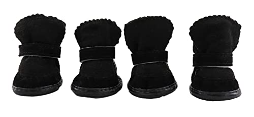 Puppy Snow Booties for Small Dogs, Chihuahua Booties for Winter, Tiny Cat Booties, Cat Shoes for Cold Weather Black Label 2