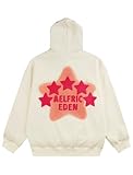 Aelfric Eden Womens Graphic Hoodies Pink Star Print Hoodie Unisex Oversized Hoodies Long Sleeve Pocket Pullover