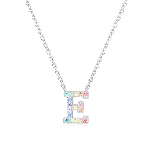Dixbix Women Girls Initial Letter Necklaces,Initial E Birthstone Necklace Jewelry Gifts for Women (E)