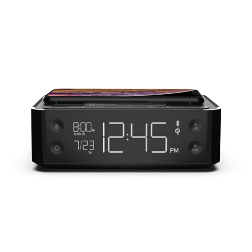 Nonstop Station A Hotel Alarm Clock and White Noise Machine with Qi Wireless Charging, Black