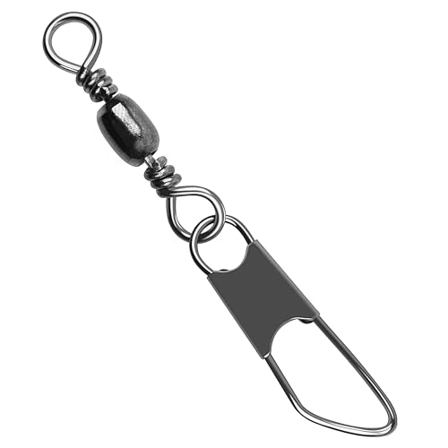 Fishing Barrel Swivels Snaps, 100pcs Snap Swivels Fishing Tackle Leader Line Lure Connector Accessories High Strength Solid Rings for Saltwater Freshwater, Black, 2#