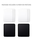 ZEFFFKA Premium Quality Fabric Iron-on Patches Inside & Outside Strongest Glue 100% Cotton Black and White Repair Decorating Kit 12 Pieces Size 3" by 4-1/4" (7.5 cm x 10.5 cm)