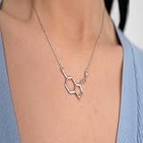 Serotonin Happiness Molecule Necklace - 925 Sterling Silver in Silver Finish Jewelry for Mental Wellness & Unique Gifts