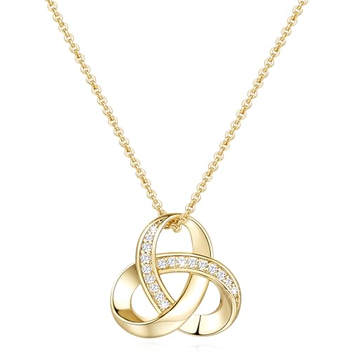 Chantel Yorke 14K Gold Necklaces for Women Trendy Love Knot Infinity Interlocking Knot Necklaces Pendant Necklace for Women Diamond Necklace 20in (gold-1)