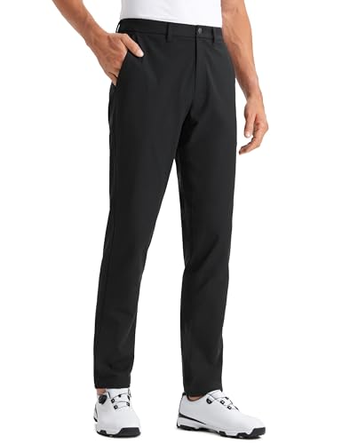 CRZ YOGA Men's All Day Comfy Golf Pants - 32" Quick Dry Lightweight Work Casual Trousers with Pockets Black 34W x 32L