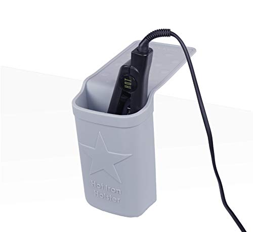 Hot Iron Holster | Adhesive-Free Silicone Storage Pocket for Organization and Travel | Heat Resistant to 500°F | Ideal for Curling Irons, Hair Straighteners, and Other Hot Tools | Stone