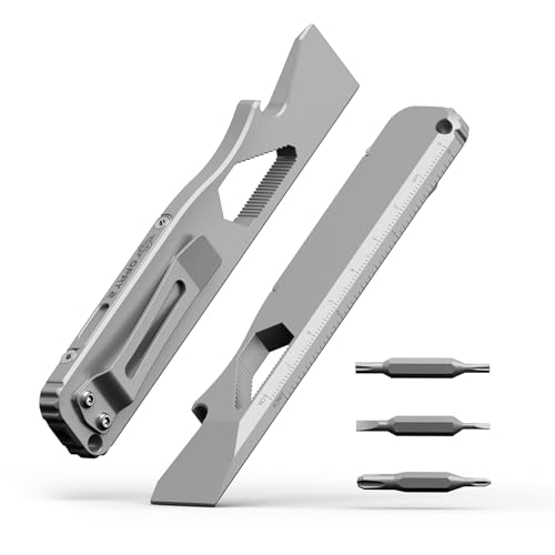 OKNIFE Opry 2 EDC Titanium Multi-tool, Pry Bar with Pocket Clip, Screwdriver, Bottle Opener for for Camping, Riding, and Maintenance