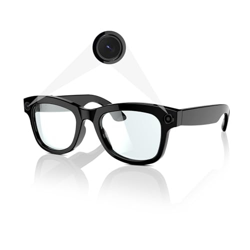 Piluyaa Smart Camera Glasses with 5MP Ultra-Wide Camera HD 1080P, Blue Light Blocking, AI Voice Control, 4H Playtime, Wi-Fi/Bluetooth 5.3 for HD Video & Immersive Audio