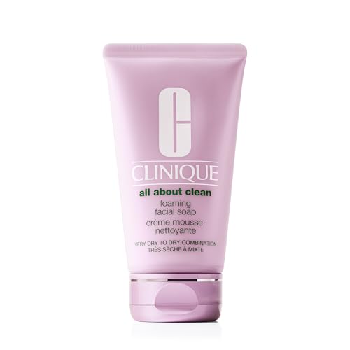 Clinique All About Clean Foaming Face Soap With Hyaluronic Acid + Glycerin For Very Dry to Dry Combination Skin Types, 5 Fl Oz